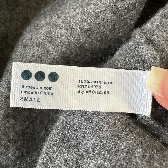 Three Dots 100% Cashmere Carbon Gray Boxy Turtle Neck Long Sleeve Sweater Small - Picture 7 of 10